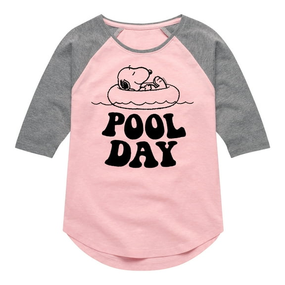 Peanuts - Snoopy Pool Day - Toddler And Youth Girls Raglan Graphic T-Shirt