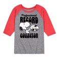 thumbnail image 1 of Peanuts - Snoopy Pro Record Collector - Toddler & Youth Raglan Graphic T-Shirt, 1 of 7