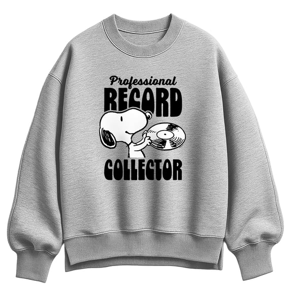 Peanuts - Snoopy Pro Record Collector - Women's Oversized Fleece Crew Sweatshirt