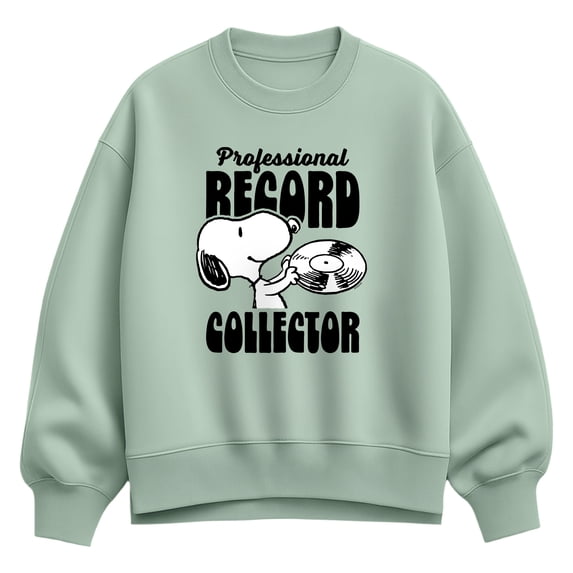 Peanuts - Snoopy Pro Record Collector - Women's Oversized Fleece Crew Sweatshirt