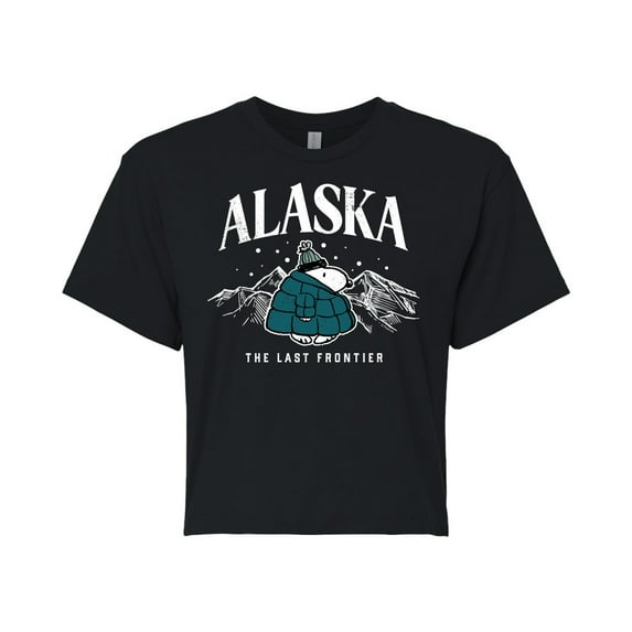 Peanuts - Snoopy - Puffer - Alaska Last Frontier - Juniors Cropped Cotton Blend T-Shirt