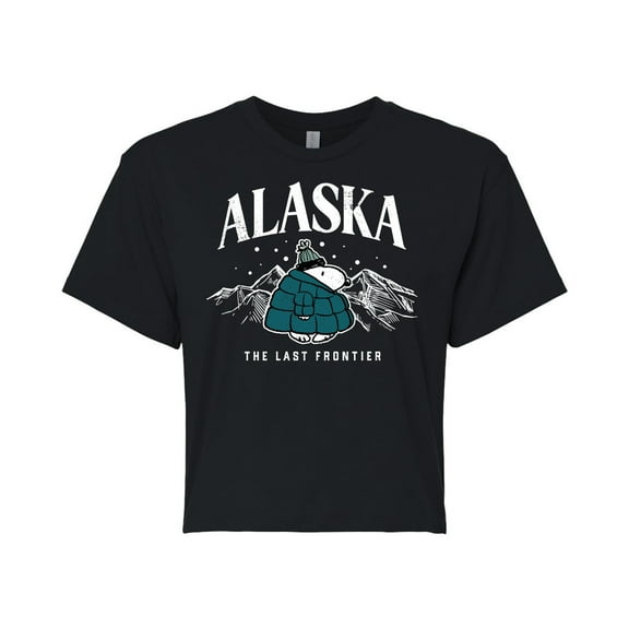 Peanuts - Snoopy - Puffer - Alaska Last Frontier - Juniors Cropped Cotton Blend T-Shirt