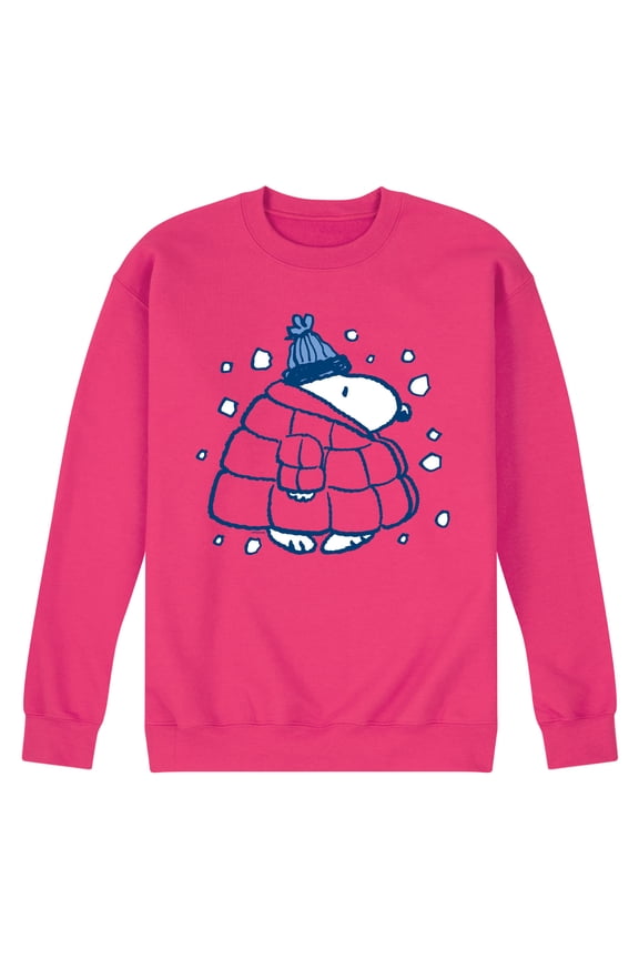 - Snoopy Puffer Coat Snow - Men's Crew Fleece Sweatshirt