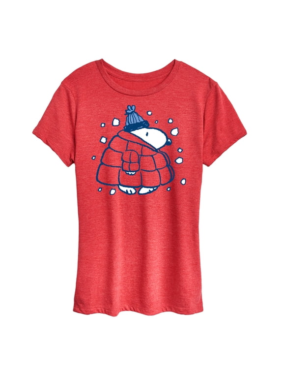 - Snoopy Puffer Coat Snow Women's Short Sleeve Graphic T-Shirt