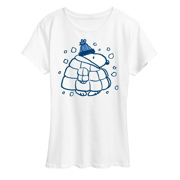 Peanuts - Snoopy Puffer Coat Snow - Women's Short Sleeve Graphic T-Shirt