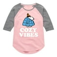 thumbnail image 1 of Peanuts - Snoopy - Puffer - Cozy Vibes - Toddler And Youth Girls Raglan Graphic T-Shirt, 1 of 6