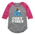 thumbnail image 1 of Peanuts - Snoopy - Puffer - Cozy Vibes - Toddler And Youth Girls Raglan Graphic T-Shirt, 1 of 6