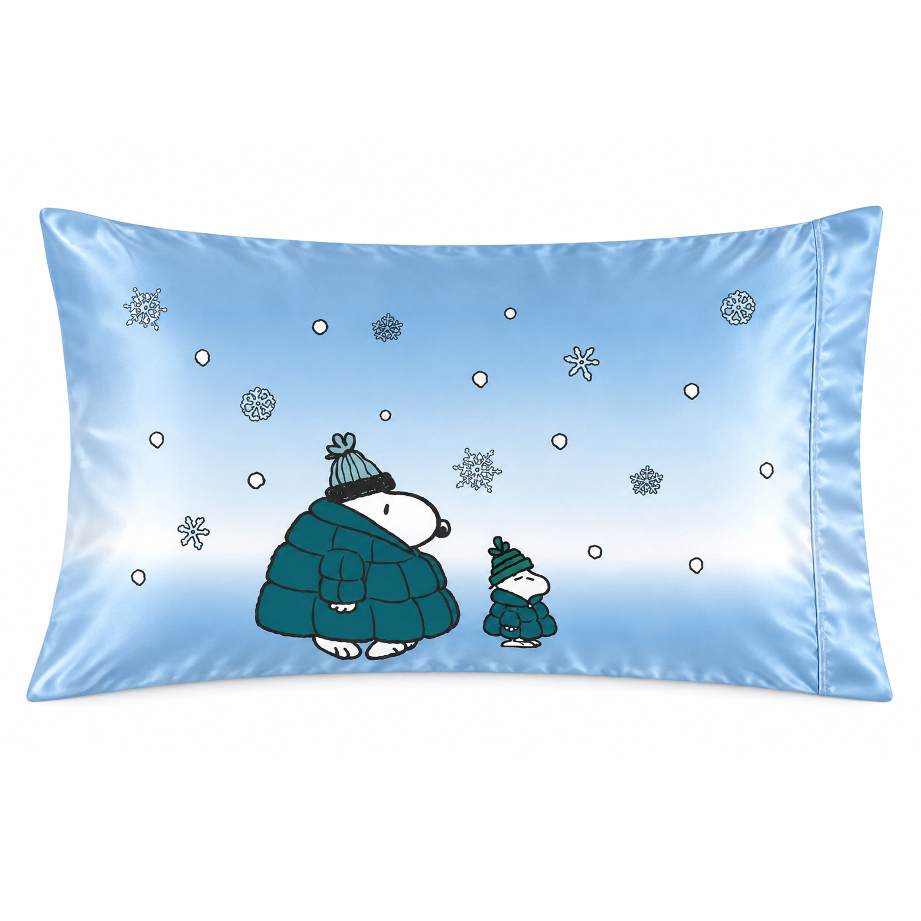 Peanuts Snoopy Puffy Coat Reversible Silky Satin Pillowcase, Standard Size, 1-Pack