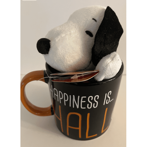 Peanuts Snoopy Pumpkin Happiness Halloween Coffee Mug With Plush New