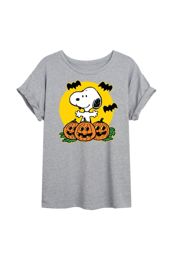 - Snoopy Pumpkin Patch - Juniors Ideal Flowy Muscle T-Shirt