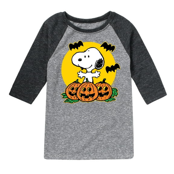 Peanuts - Snoopy Pumpkin Patch - Toddler And Youth Raglan Graphic T-Shirt