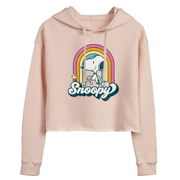Peanuts - Snoopy Rainbow Clouds - Juniors Cropped Pullover Hoodie