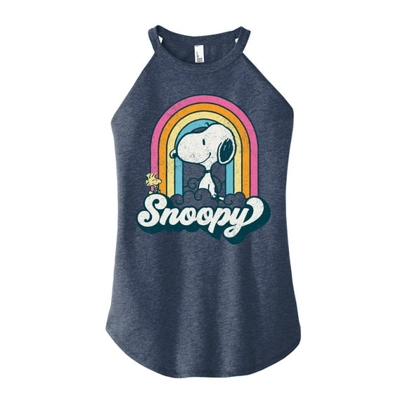 Peanuts - Snoopy Rainbow Clouds - Juniors High Neck Tank Top