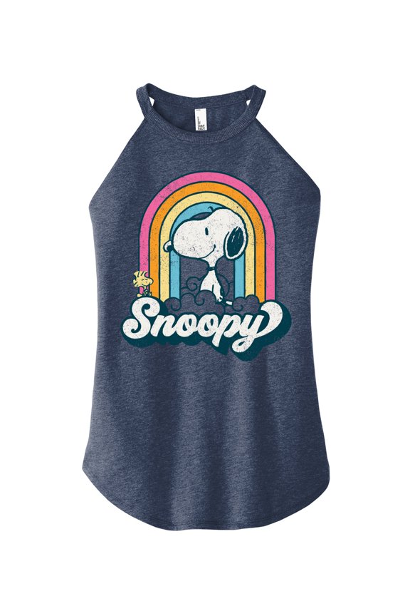 - Snoopy Rainbow Clouds - Juniors High Neck Tank Top