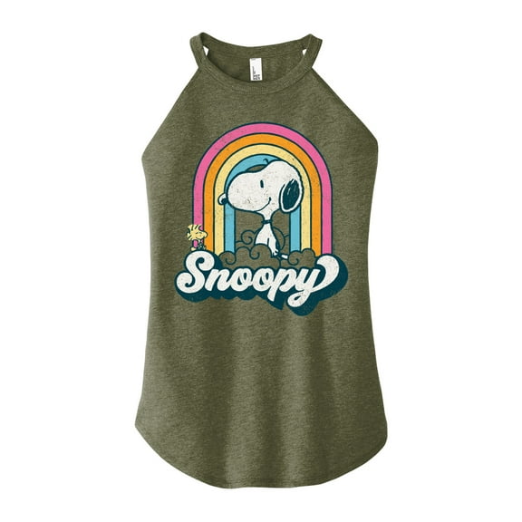 Peanuts - Snoopy Rainbow Clouds - Juniors High Neck Tank Top