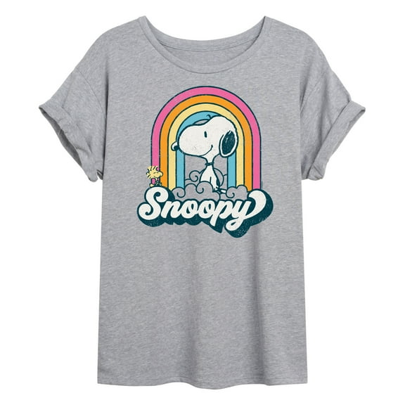 Peanuts - Snoopy Rainbow Clouds - Juniors Ideal Flowy Muscle T-Shirt