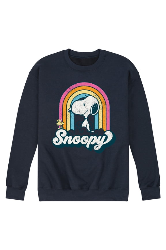 - Snoopy Rainbow Clouds - Men's Crew Neck Fleece Pullover