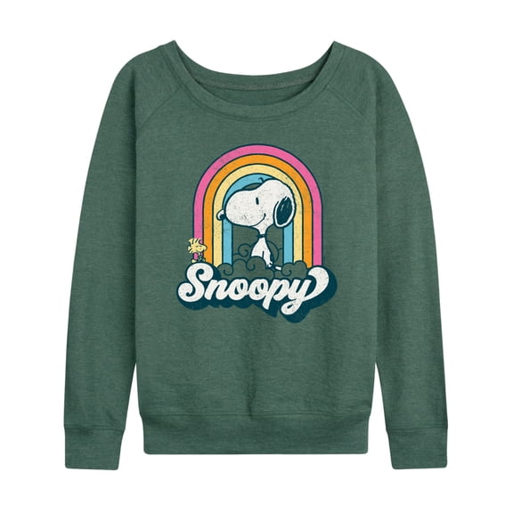Peanuts - Snoopy Rainbow Clouds - Women's Lightweight French Terry Long Sleeve Shirt