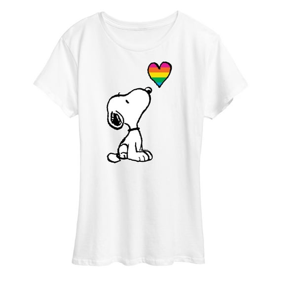 Peanuts - Snoopy Rainbow Heart - Ladies Short Sleeve Classic Fit Tee