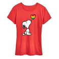 thumbnail image 1 of Peanuts - Snoopy Rainbow Heart - Ladies Short Sleeve Classic Fit Tee, 1 of 6