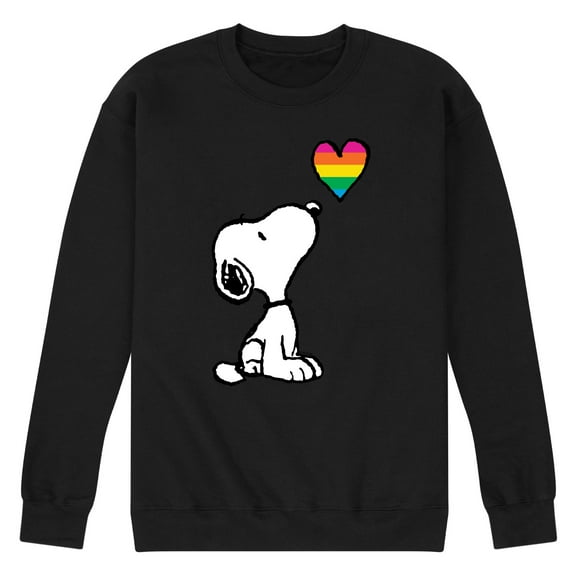 Peanuts - Snoopy Rainbow Heart - Men's Crew Neck Fleece Pullover