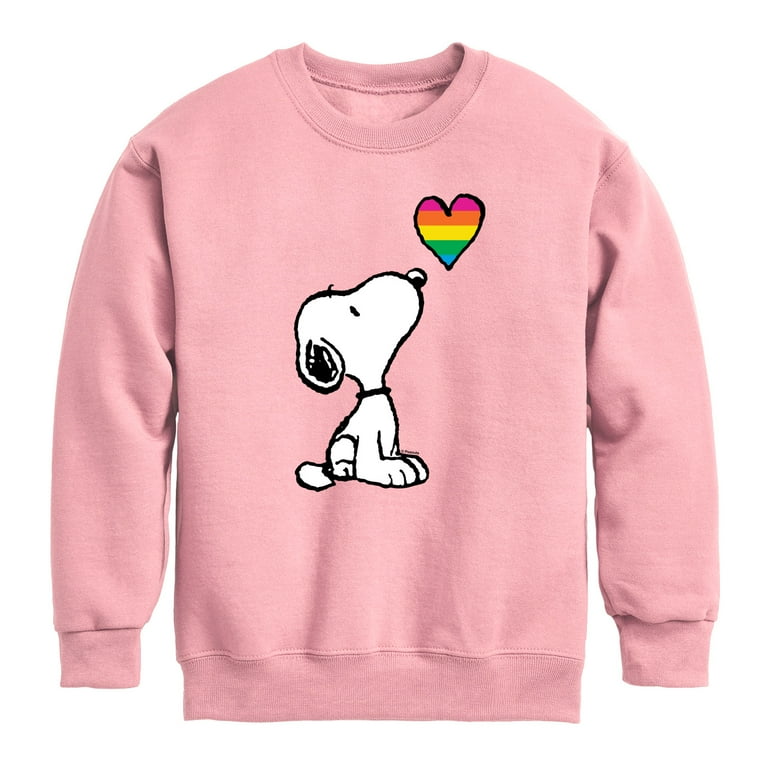 Peanuts Snoopy Rainbow Heart Toddler Youth Crewneck Fleece Sweatshirt