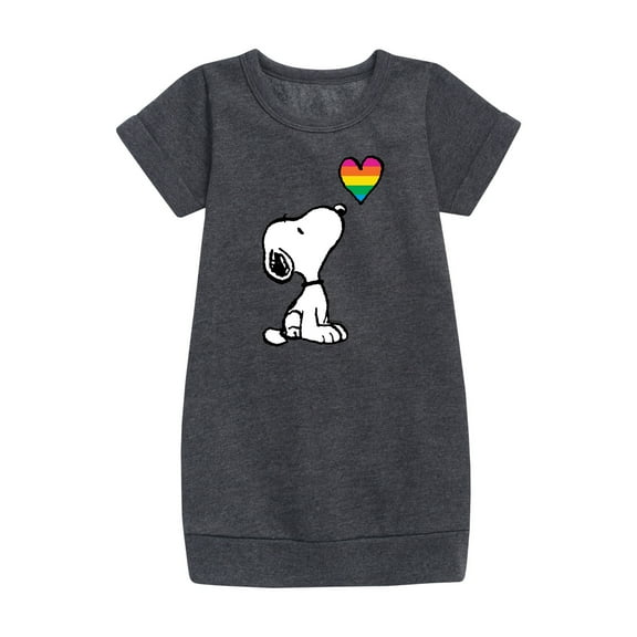 Peanuts - Snoopy Rainbow Heart - Toddler & Youth Girls Fleece Dress