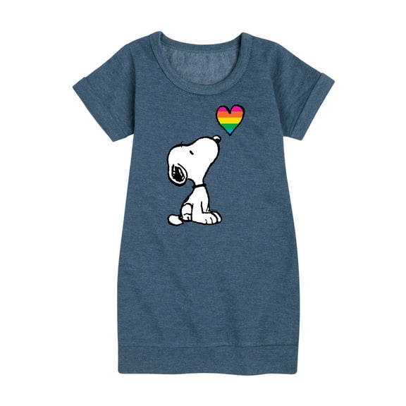 Peanuts - Snoopy Rainbow Heart - Toddler & Youth Girls Fleece Dress