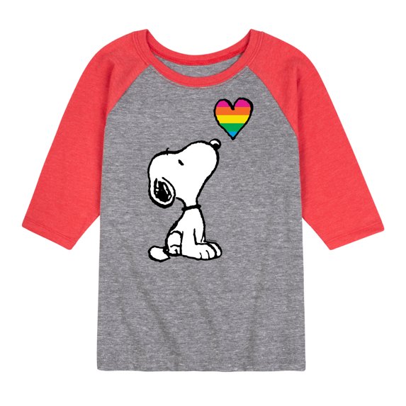 Peanuts - Snoopy Rainbow Heart - Toddler & Youth Raglan Graphic T-Shirt