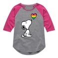 thumbnail image 1 of Peanuts - Snoopy Rainbow Heart - Youth Girls Raglan Tee, 1 of 6