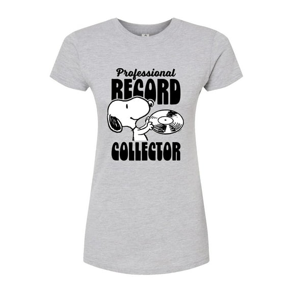 Peanuts - Snoopy Record Collector - Juniors Fitted Graphic T-Shirt