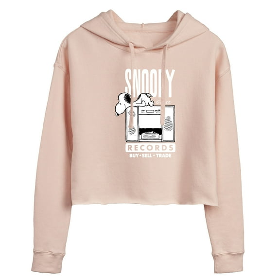 Peanuts - Snoopy Records - Juniors Cropped Pullover Hoodie