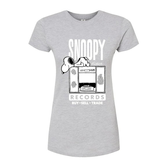 Peanuts - Snoopy Records - Juniors Fitted Graphic T-Shirt