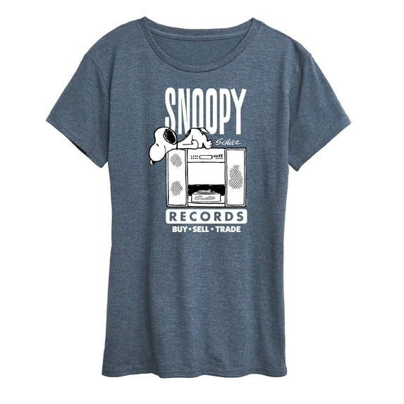 Peanuts - Snoopy Records - Women's Short Sleeve Graphic T-Shirt