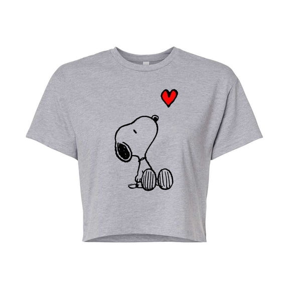 Peanuts - Snoopy Red Heart - Juniors Cropped Graphic T-Shirt