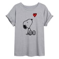 thumbnail image 1 of Peanuts - Snoopy Red Heart - Juniors Oversized Graphic T-Shirt, 1 of 5