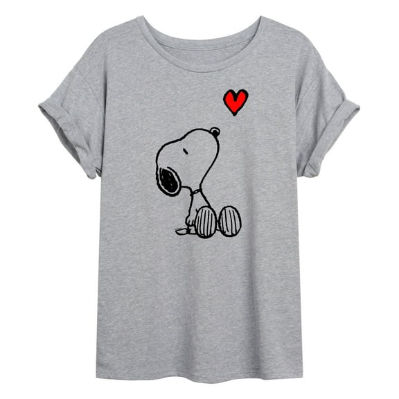 Peanuts - Snoopy Red Heart - Juniors Oversized Graphic T-Shirt