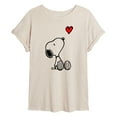 thumbnail image 1 of Peanuts - Snoopy Red Heart - Juniors Oversized Graphic T-Shirt, 1 of 5