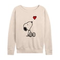 thumbnail image 1 of Peanuts - Snoopy Red Heart Women's Lightweight French Terry Wide Neck Long Sleeve Graphic Shirt, 1 of 5