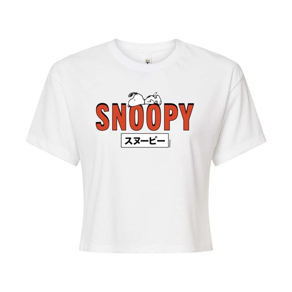 Peanuts - Snoopy Red - Juniors Cropped Cotton Blend T-Shirt