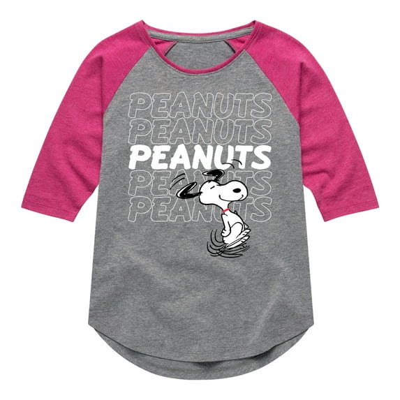 Peanuts - Snoopy Repeat - Toddler & Youth Girls Raglan Graphic T-Shirt