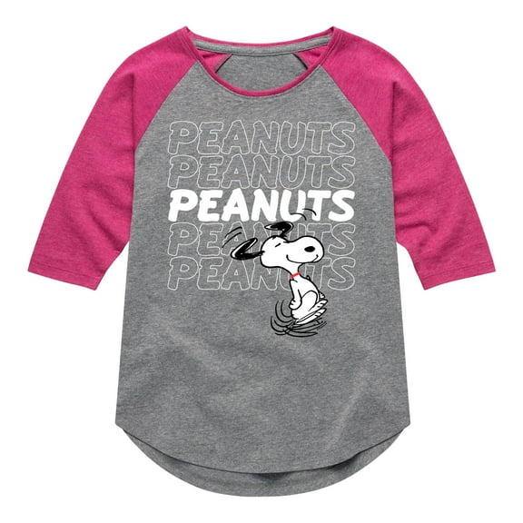 Peanuts - Snoopy Repeat - Toddler & Youth Girls Raglan Graphic T-Shirt