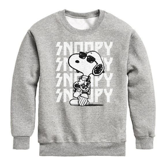 Peanuts - Snoopy Rock Name Repeat - Toddler And Youth Crewneck Fleece Sweatshirt