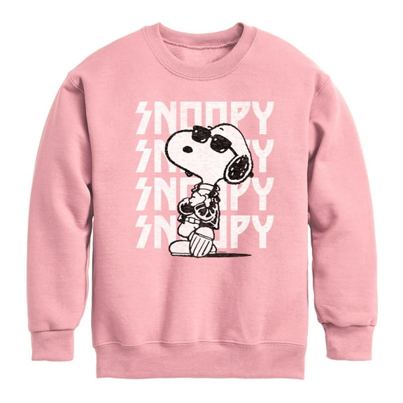 Peanuts - Snoopy Rock Name Repeat - Toddler And Youth Crewneck Fleece Sweatshirt