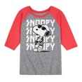 thumbnail image 1 of Peanuts - Snoopy Rock Name Repeat - Toddler And Youth Raglan Graphic T-Shirt, 1 of 7