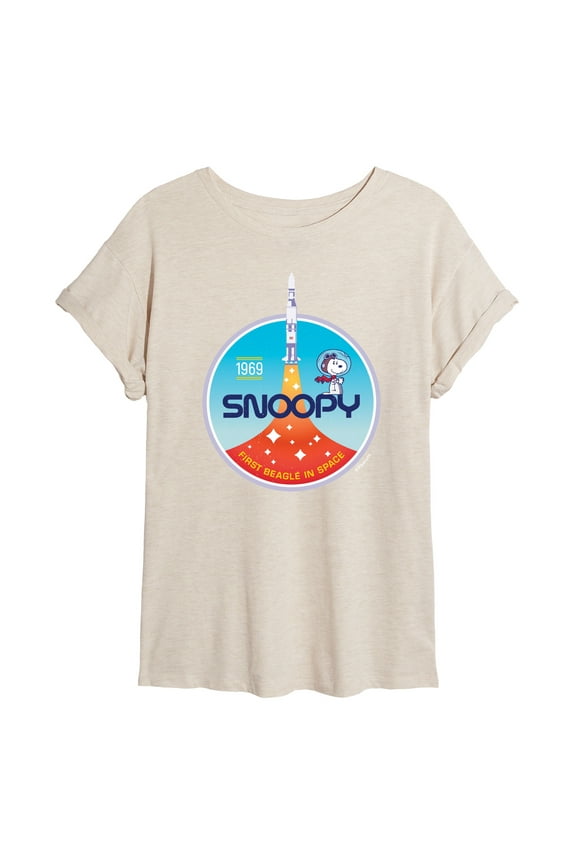 - Snoopy Rocket Launch Beagle In Space - Juniors Ideal T-Shirt