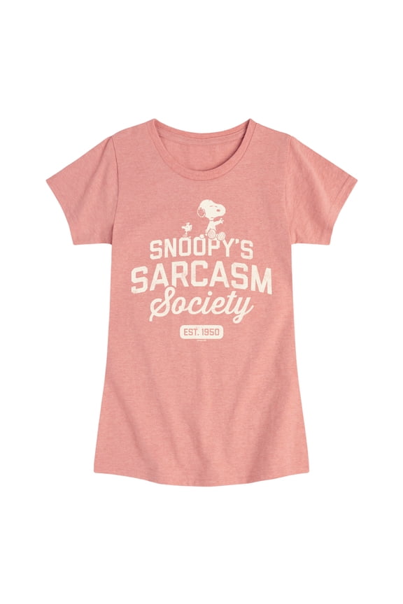 - Snoopy Sarcasm Society - Toddler & Youth Girls Short Sleeve Graphic T-Shirt