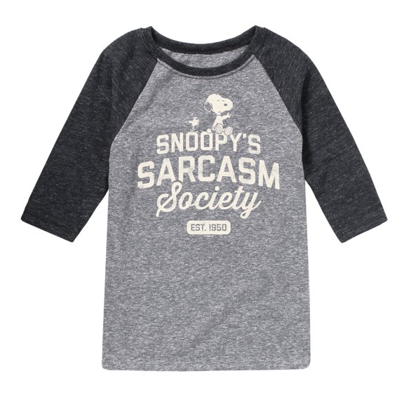 Peanuts - Snoopy Sarcasm Society - Toddler & Youth Raglan Graphic T-Shirt