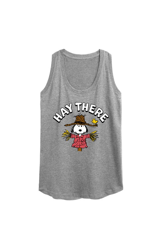 - Snoopy Scarecrow Hay There Graphic Racerback Tank