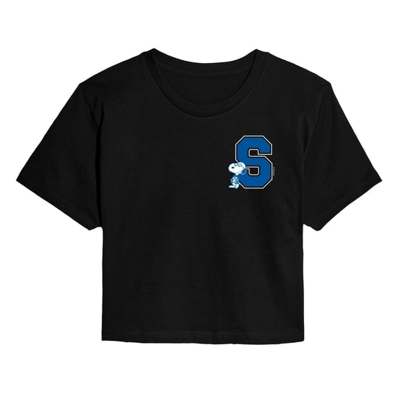 Peanuts - Snoopy School - Juniors Cropped Graphic T-Shirt